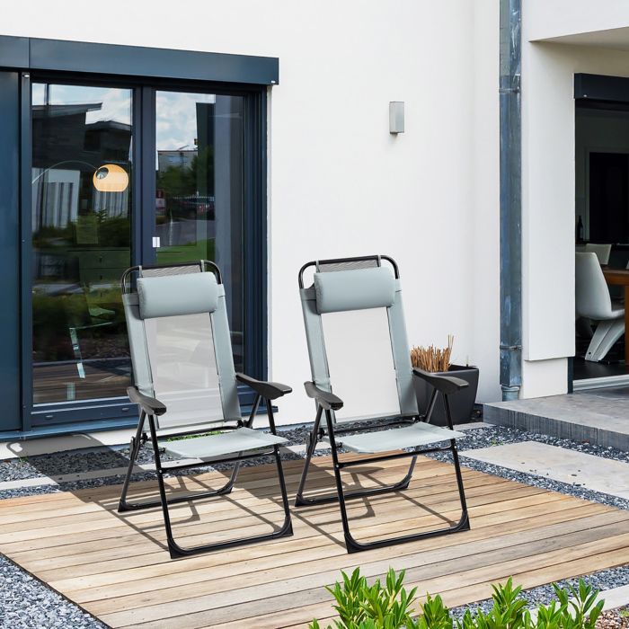 Silla de jardín Outsunny - Acero - 62x70x109cm - Gris