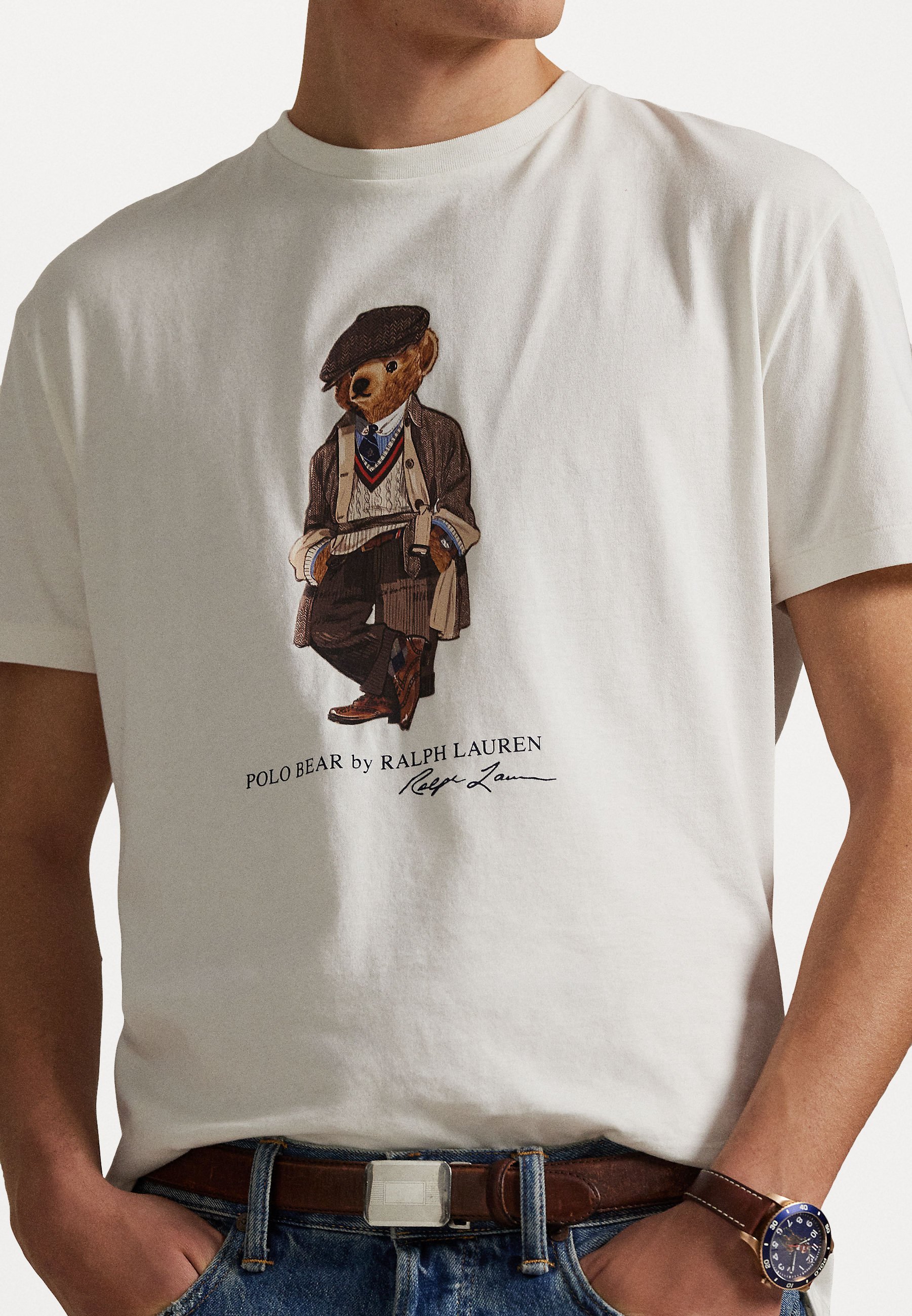 T-shirt Polo Ralph Lauren CUSTOM SLIM FIT POLO BEAR JERSEY - T-shirt stampata - bianca