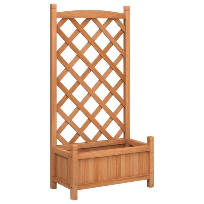vidaXL Macetero con enrejado, jardinera elevada, maceta para plantas, jardinera para jardín, patio, terraza, marrón 365485