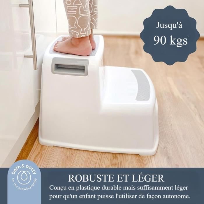 Tabouret marchepied - DREAMBABY - 2 Up - Antidérapant et texturé - Jusqu'à 80 kg pour les petits et les adultes - Gris