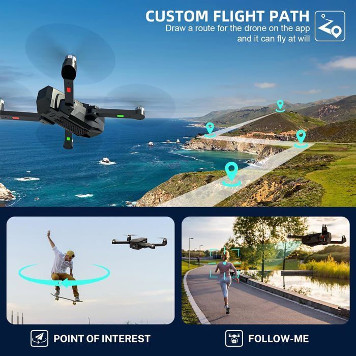 Drone - TRAHOO - T18S - Caméra 4K - Moteur Sans Balais - Pliable 5G Wifi