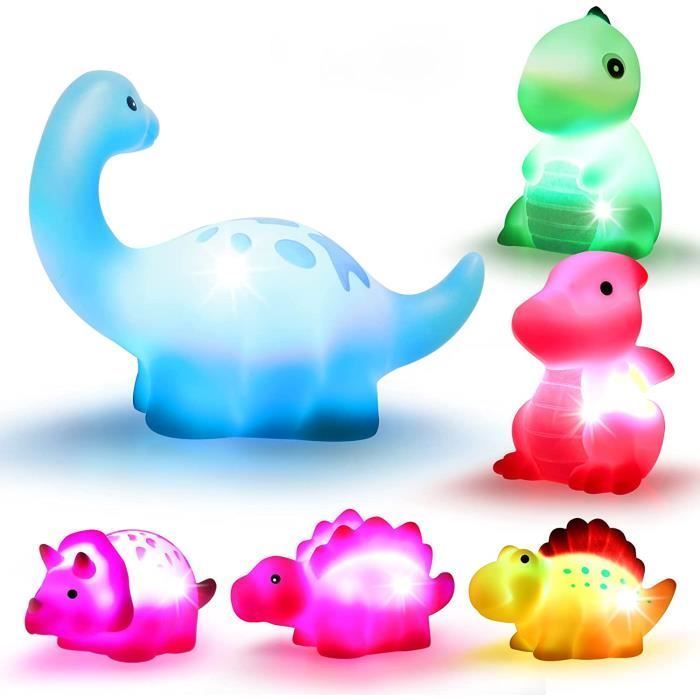 Juguetes de baño - Dinosaurio - 6 piezas - Con luz - Vinilo - Unisex