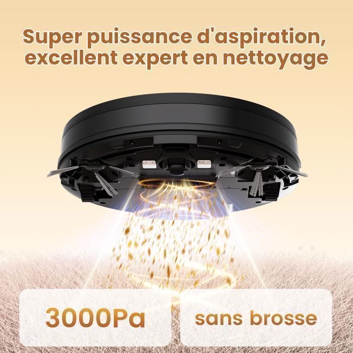 Zynet D6 Robotstofzuiger 3000 Pa/150+ min, 5 standen, automatisch opladen, bediening via app/wifi/Alexa/Siri, geschikt voor dierenharen en tapijten.