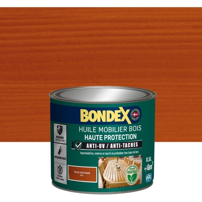 Aceite para madera Bondex Extreme Protection para muebles y todo tipo de madera exterior, teca, 0,5 L