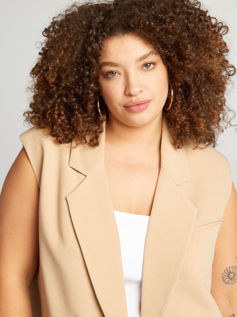 Chaqueta de traje sin mangas - BEIGE