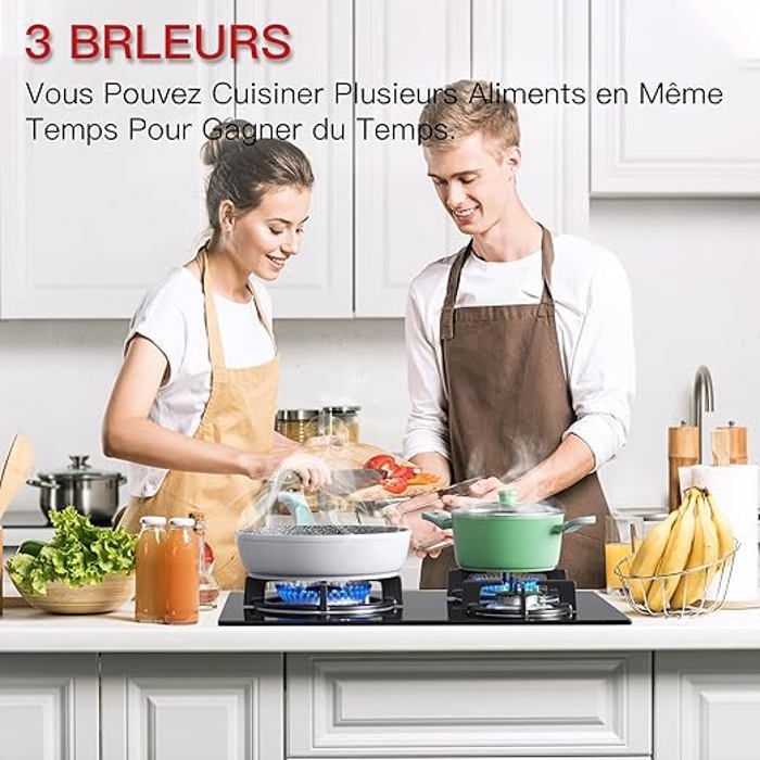 ISEASY inbouwgaskookplaat met 3 branders, 60x52 cm