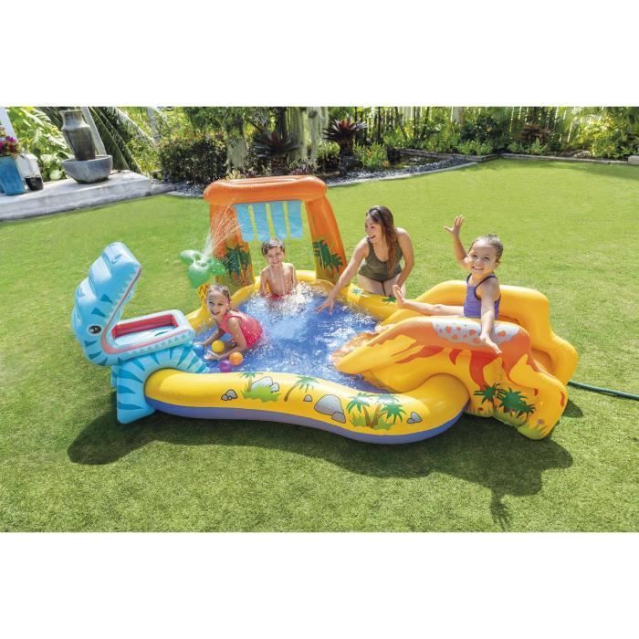 Zona de juegos hinchable - INTEX - Jurásico - 272 litros - A partir de 2 años - 249 x 191 x 109 cm - Incluye: 6 pelotas de colores