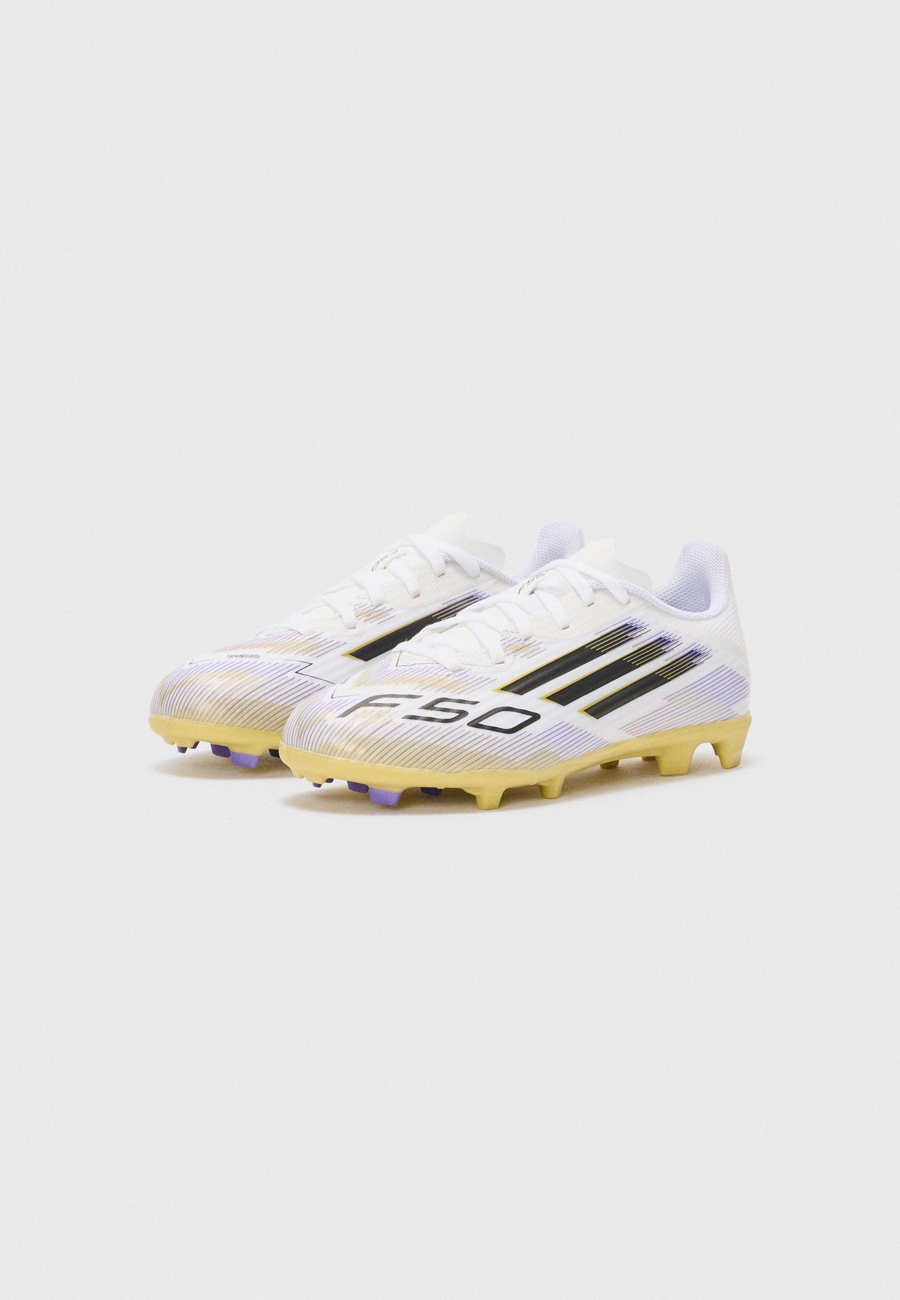 adidas Performance F50 LEAGUE - Chaussures de football pour terrain ferme - blanc cassé/noir/doré