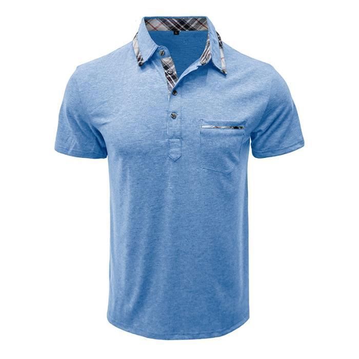 Polo da uomo a maniche corte, traspirante e morbida - INSFITY - Azzurro chiaro - Regular