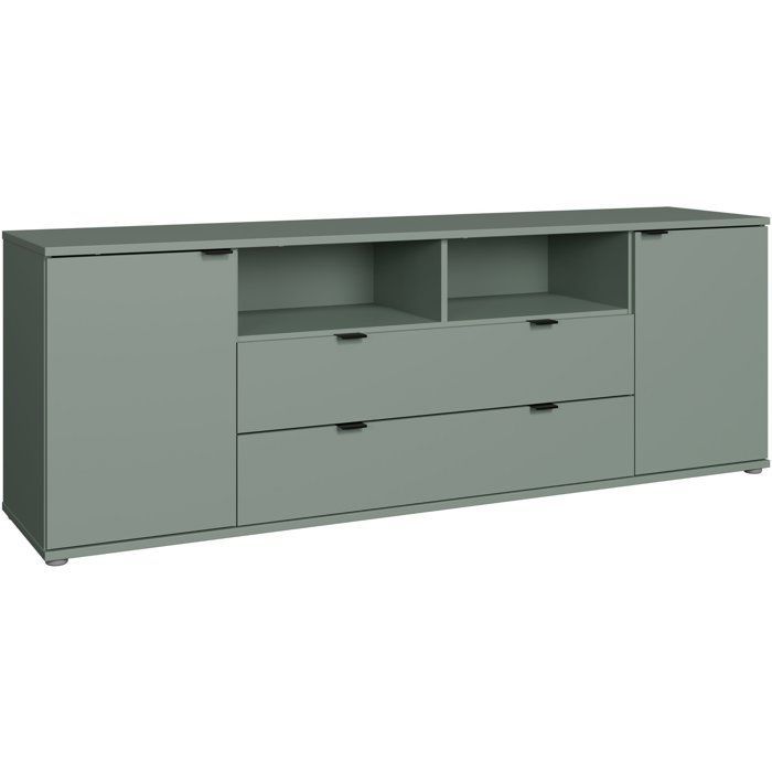 Mobile porta TV - GANYMEDE - Salvia - 2 ante, 2 cassetti, 2 ripiani - 179,8 x 41,3 x 63,1 cm
