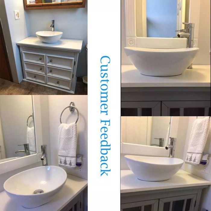 Oval white ceramic countertop washbasin, modern bathroom ceramic sink, 41x34x11cm