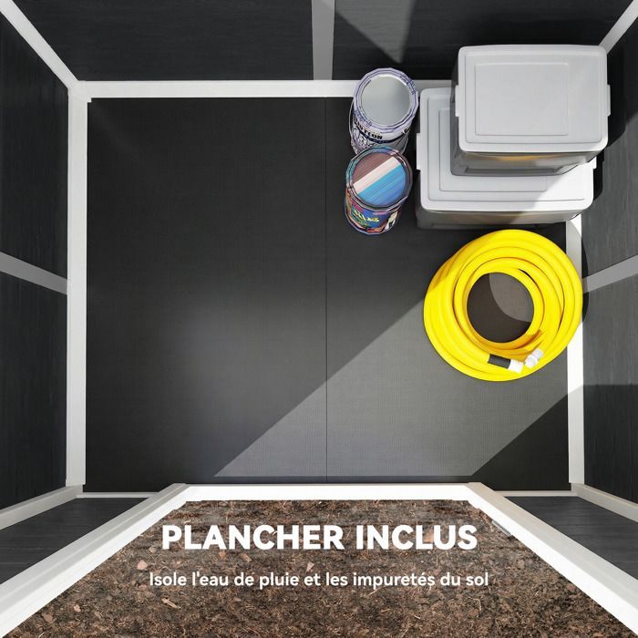 Tuinhuisje - berging - Outsunny - vloer, raam en puntdak - gemaakt van hars met houtlook - 128x104x196cm - grijs