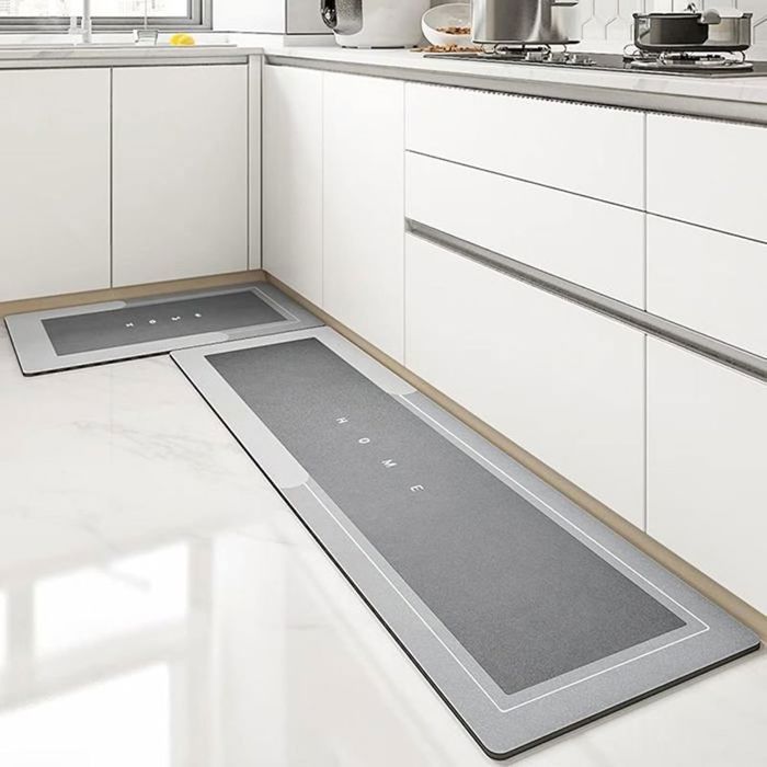Fußmatte – Rutschfest – 40 x 120 cm / 40 x 60 cm – Wasser- und ölabsorbierend – Hellgrau