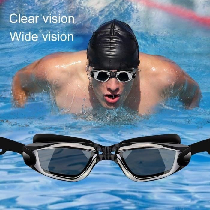 Verstellbare Schwimmbrille - KINGCENTON - Beschlagfrei und wasserdicht mit Ohrstöpseln und Nasenclip für Erwachsene und Kinder