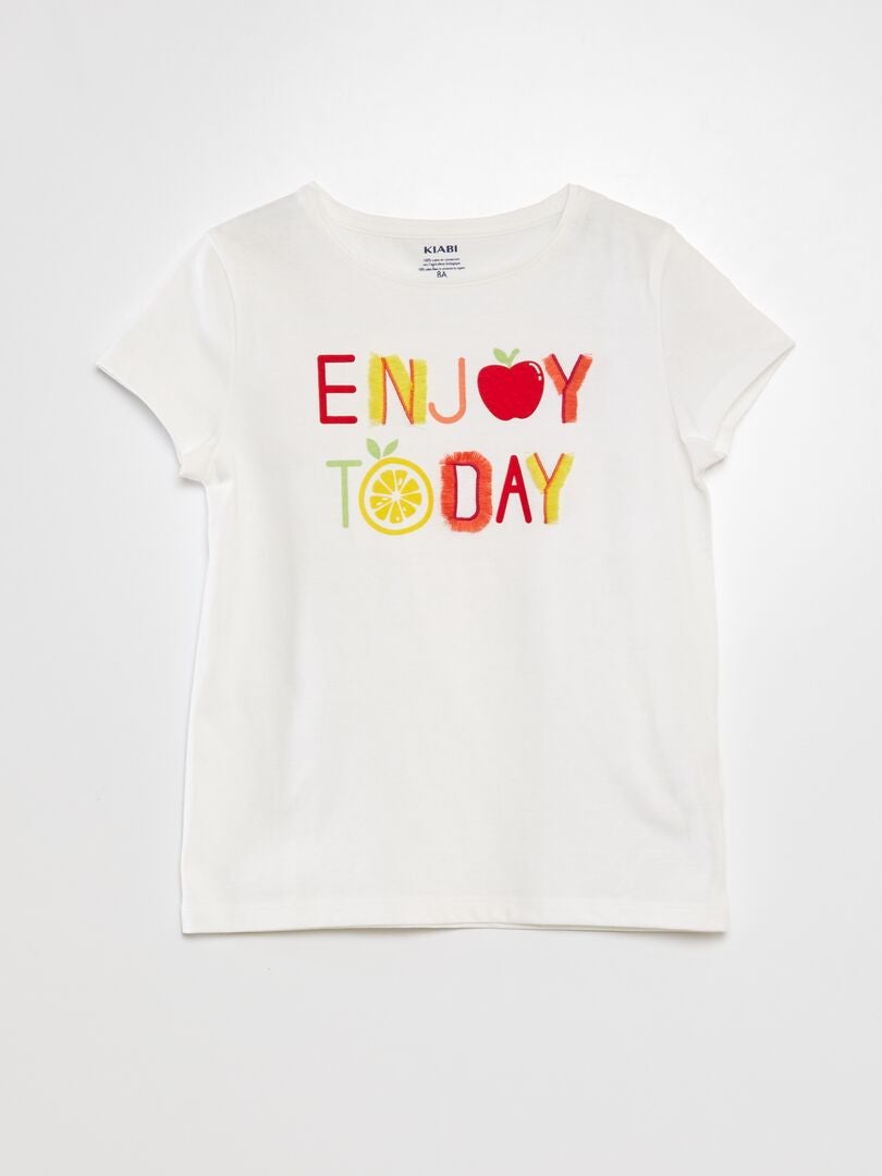 Camiseta de algodón de cuello redondo - BLANCA