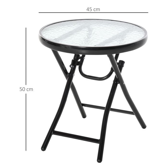 Outsunny - Mesa de jardim - Metal - 45x45x50cm - Preta