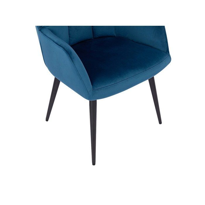 Lot de 2 chaises  avec accoudoirs - Velours et métal - Bleu - PEGA