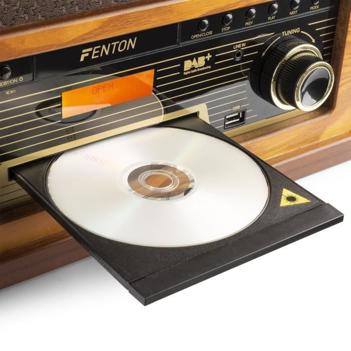 Platine vinyle - FENTON - Memphis - Bluetooth - DAB/FM - Bois clair
