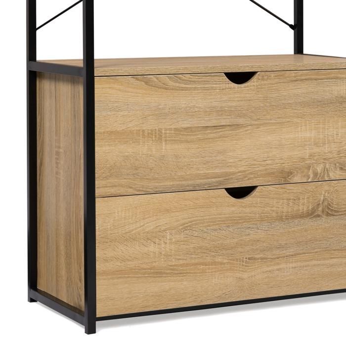 Armadio IDMARKET con 2 cassetti, larghezza 80 cm, design industriale DETROIT