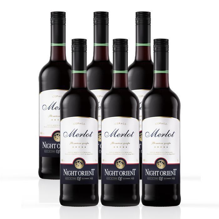 Night Orient Merlot sans alcool 75 cl - Carton de 6 bouteilles