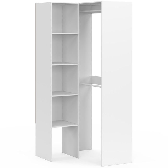 IDMARKET Dressing d'angle modulable L. 90 / 127 cm MELMAN double penderie + étagères blanc