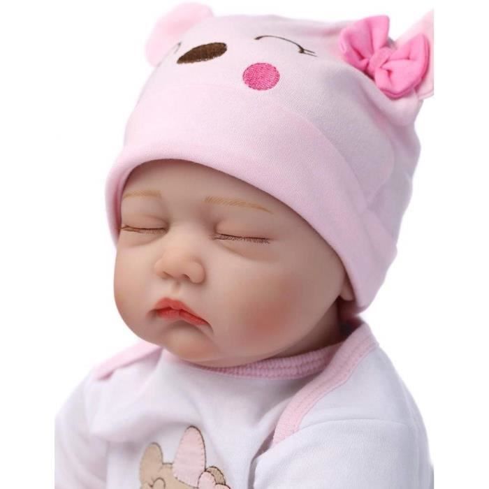 Bebê Reborn Menina em Silicone Macio - BONECA - ZIYIUI - 55 cm (22 polegadas) - Rosa - Brinquedo de Simulação 2080