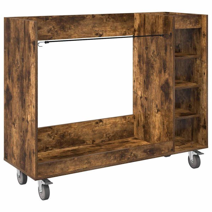 Armario para guardar material de golf - vidaXL - Roble ahumado - 120x45x98 cm - Gran capacidad de almacenamiento - 4 ruedas