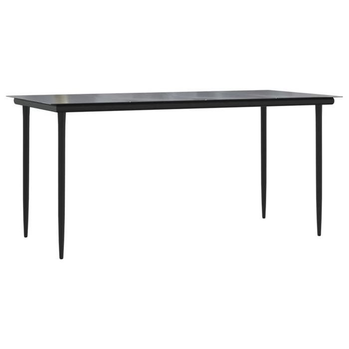 Tuineetset - BURKE - 7-delig - Zwart - Poedergecoat staal - Textilene - Tafel 160x80x74 cm