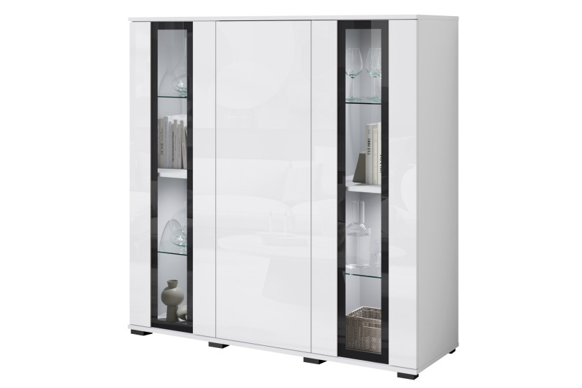 Witryna FARO 120 cm biały/biały połysk