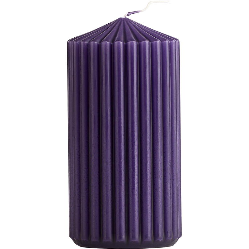 Ljus 12 cm ø 6 cm räfflat 40 timmar lila