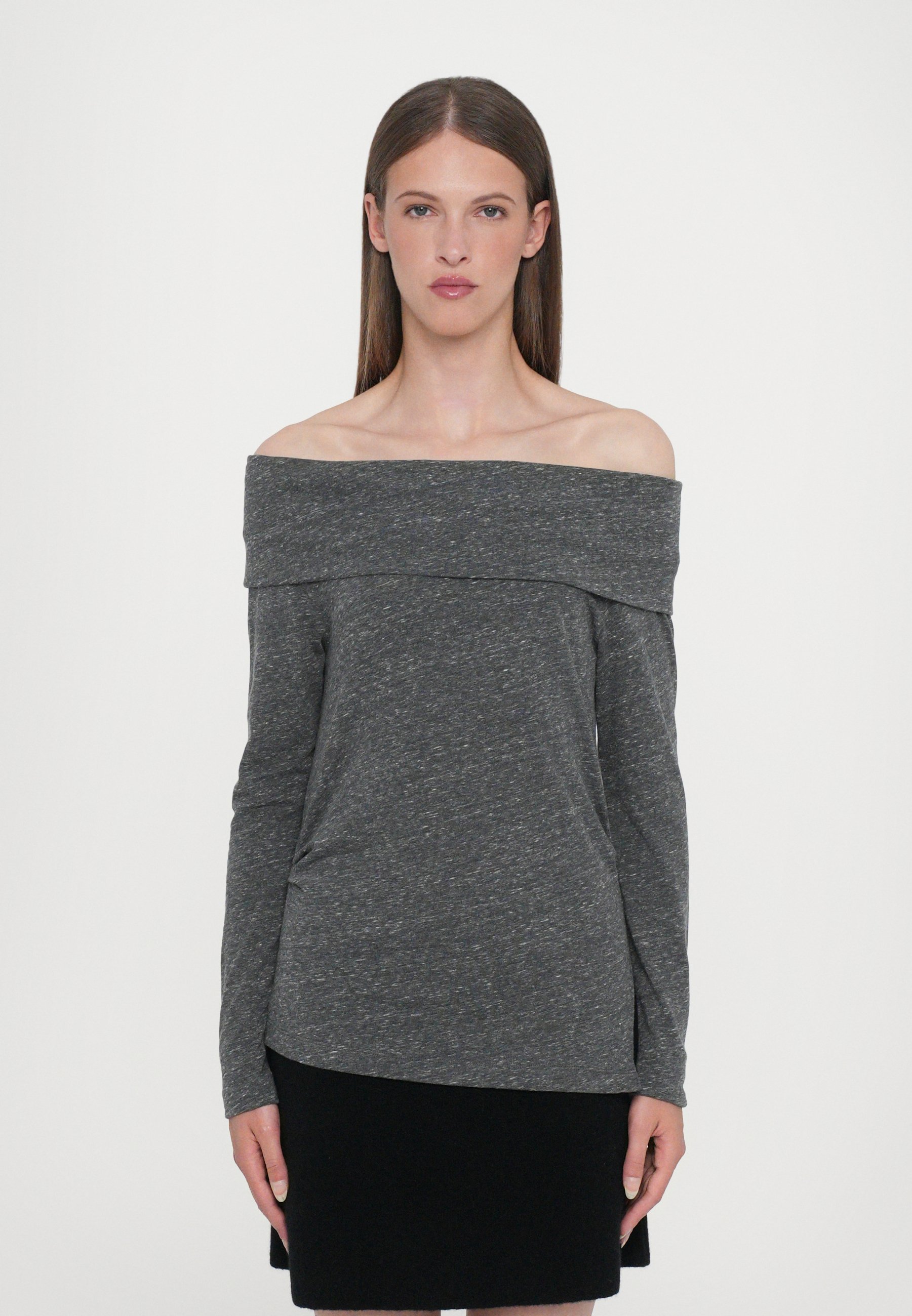Maglia a maniche lunghe asimmetrica chiusa - grigio scuro