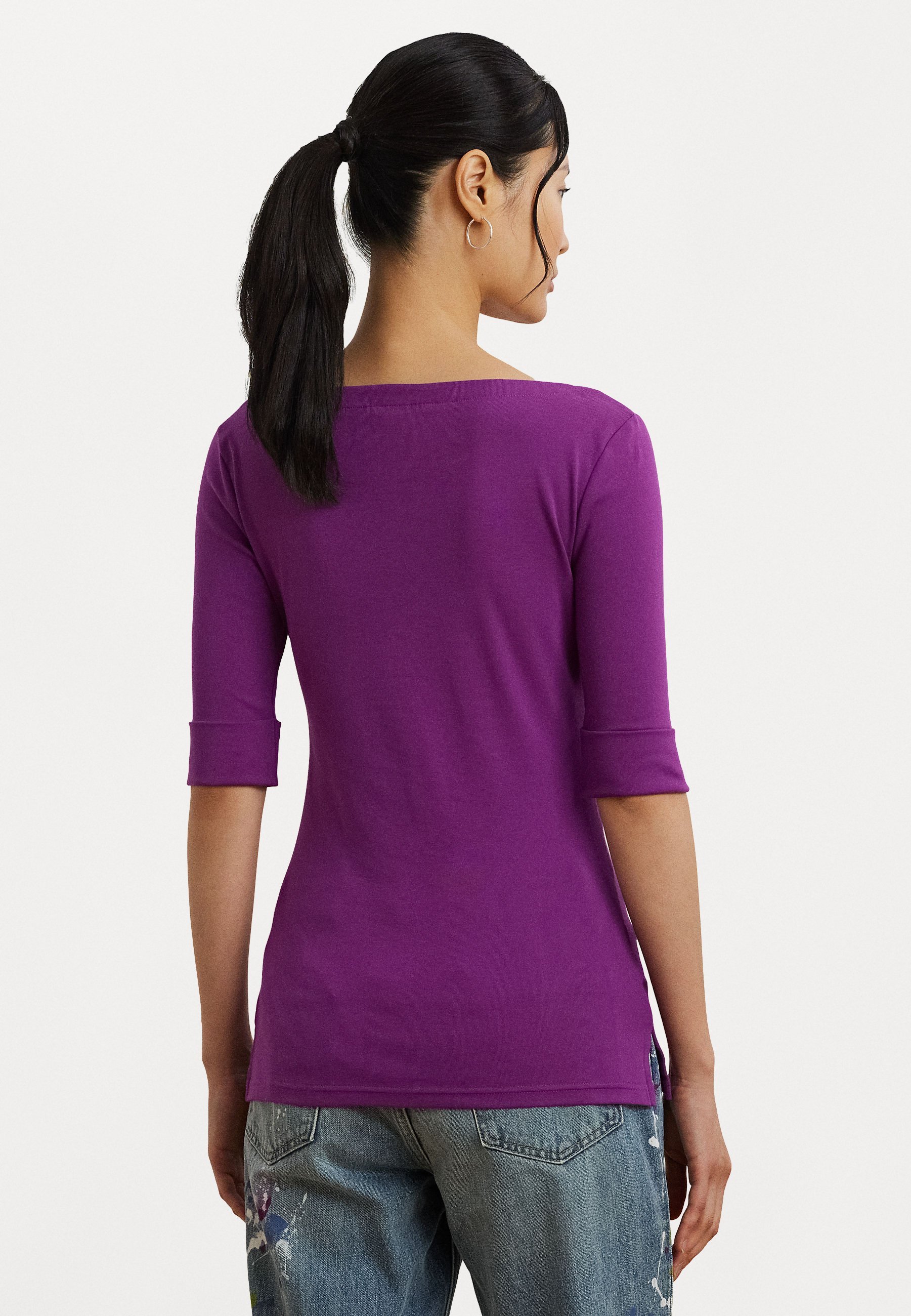 T-shirt Lauren Ralph Lauren en coton stretch à col bateau - T-shirt basique - violet aube