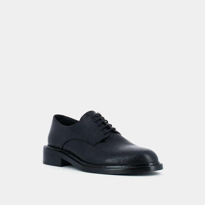 Derbies en cuir  reptile noir