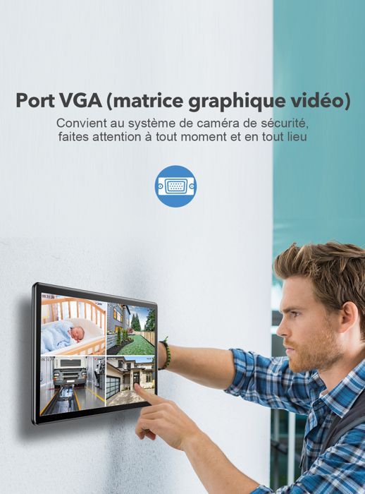 UPERFECT Écran portable tactile Full HD 1080P de 15,6 pouces avec interfaces USB B, DC, HDMI, DVI, VGA