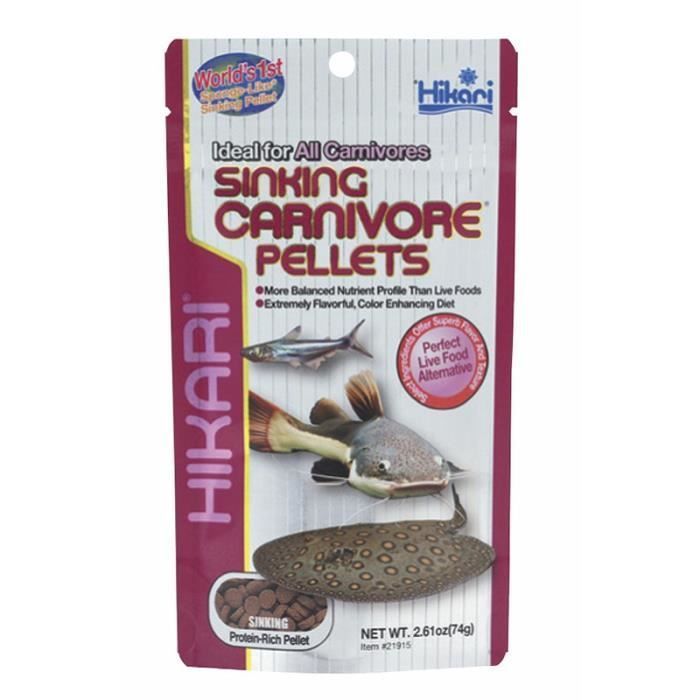 Mangime per pesci carnivori, pellet affondanti per carnivori, 74 g