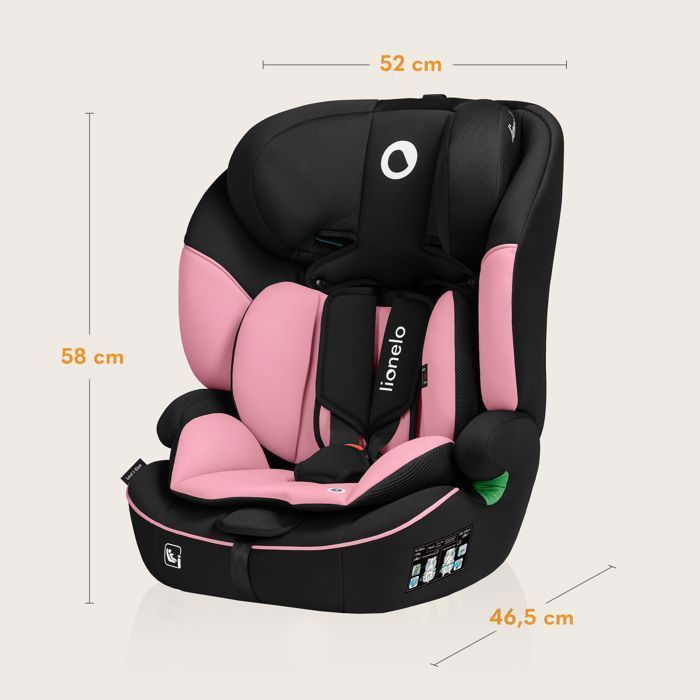 Seggiolino auto convertibile LIONELO Levi i-Size - Rosa - 76-150 cm - Gruppo 1/2/3