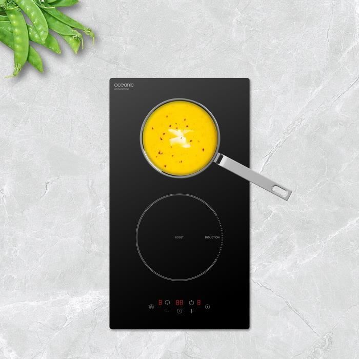 Placa de inducción empotrable OCEANIC Domino negra - 3500W - 2 refuerzos