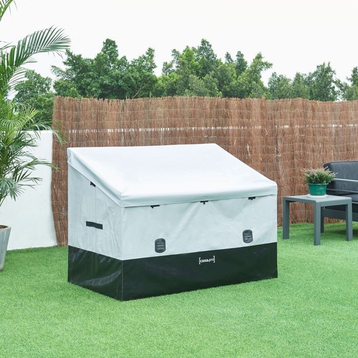 Boîte de rangement d'extérieur - CASA.PRO - Alanno 850 L - Gris - Protection Toute Saison - Métal et polyester