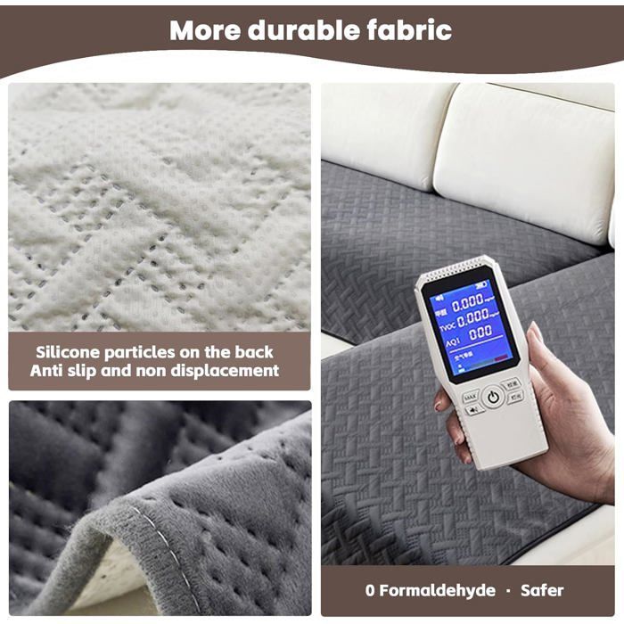 Housses de Canapé en Flanelle imperméable,avec Base antidérapante,Housse de Canapé en Forme de L,Canape Sectionnel (Gris,90x90cm)