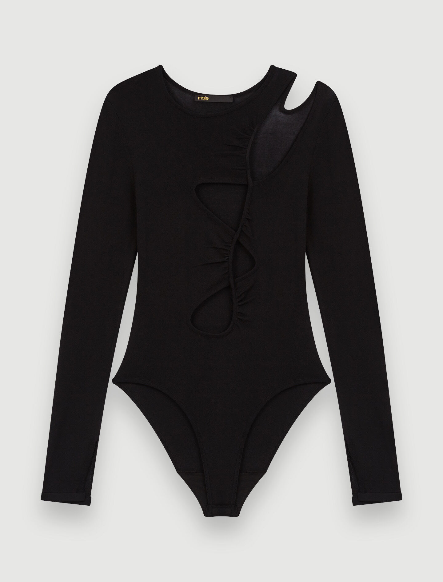 Body tricotat elastic cu crăpături - Negru