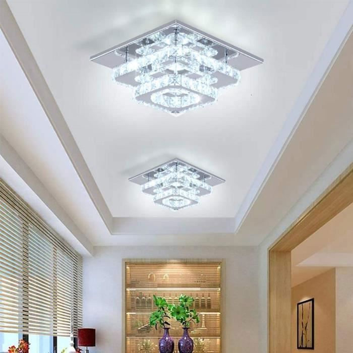 Plafonnier en Cristal,Lustre LED,Lumière de Cristal pour Couloir Salle à Manger,30cm 36W (Blanc Froid)