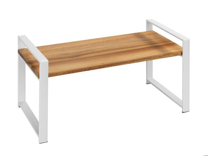 Mensola da cucina WENKO LOUISA | Organizzatore per piano di lavoro e armadietti | Porta spezie | Metallo bianco e legno | 40x20x20 cm