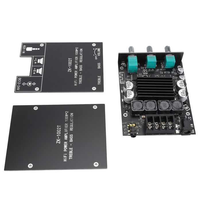 Placa amplificadora Bluetooth SURENHAP 2x100W, placa amplificadora HiFi con control de graves y agudos, TPA3116D2, entradas AUX.