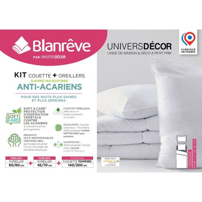 Juego de funda nórdica Blanrêve de 140 x 200 cm + almohada de 60 x 60 cm + almohada de 45 x 70 cm. Gama 