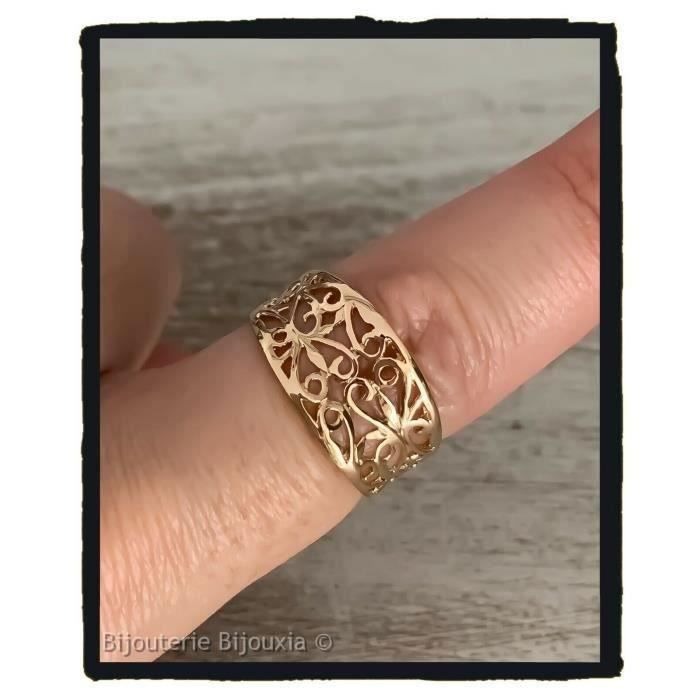 Bague Ajourée Plaqué or 18 Carats 750/1000 Bijoux Femme Tailles CHOIX 50 à 68