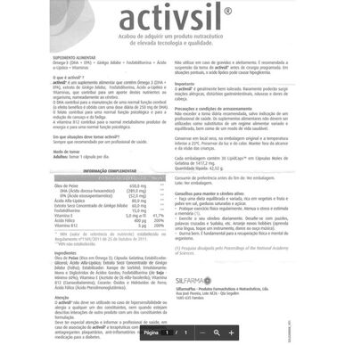 Suplemento Activsil para la función del tejido cerebral, 30 cápsulas