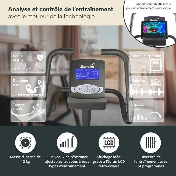 Skandika Morpheus Ergometer Exercise Bike - Bluetooth - Max. 120 kg - 24 Programs - 32 Resistance Levels - Connected