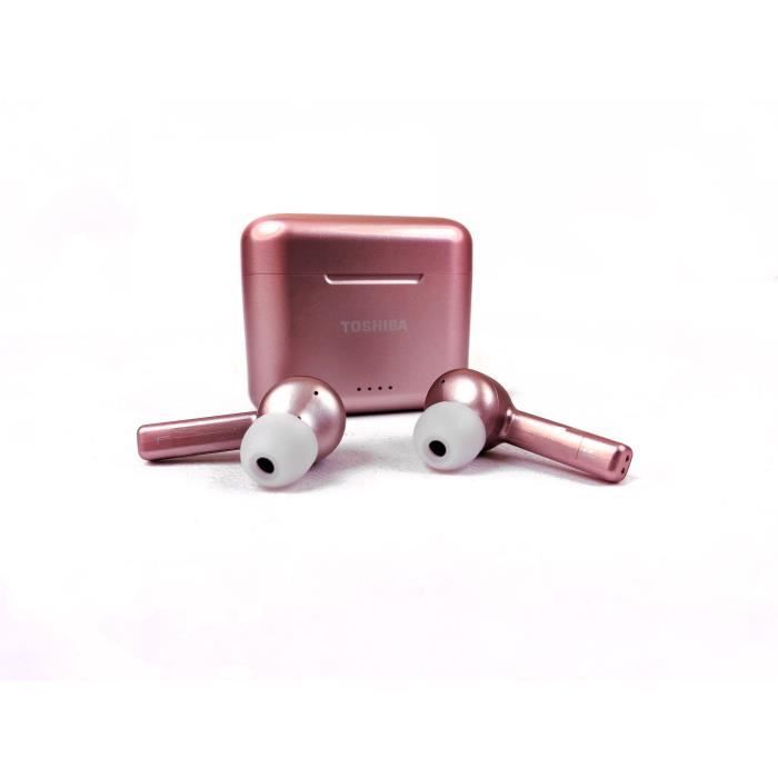 TOSHIBA RZE-BT750EPN - True Wireless In-Ear Bluetooth Headphones - Auto-pairing - Charging Case (Qi) - Rose Gold