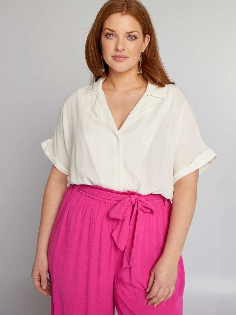 Blouse met pyjamakraag - WIT