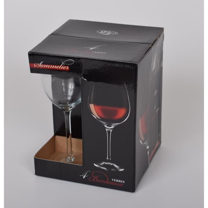 Copa de vino, juego de regalo de 4 copas de vino tinto, copa de cata de vino, vidrio soplado, 22 cm de alto – 27 cl